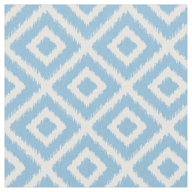 Sky Blue Ikat Diamonds Fabric (Close Up)
