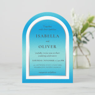 Sky blue light gradient wedding invitation