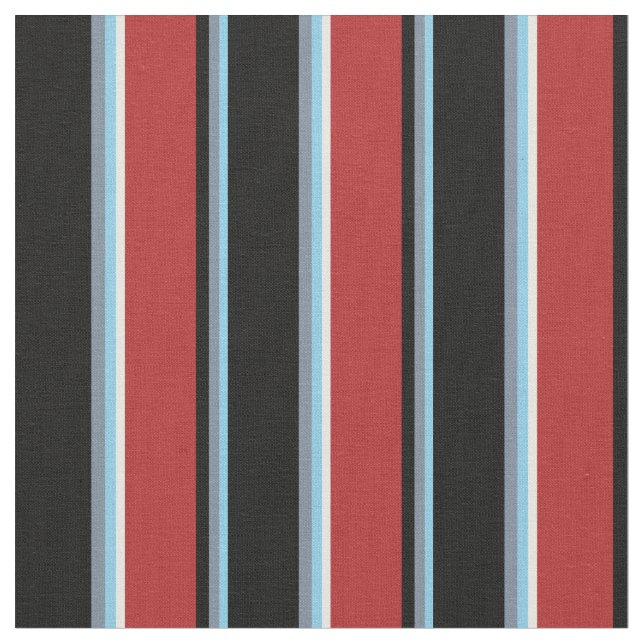 Sky Blue, Light Slate Grey, Black, Red, Mint Cream Fabric (Close Up)