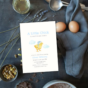Sky Blue Little Chicken Cloud Baby Shower Invitation