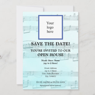 Sky Blue Local Music Store I Logo Open House Save The Date