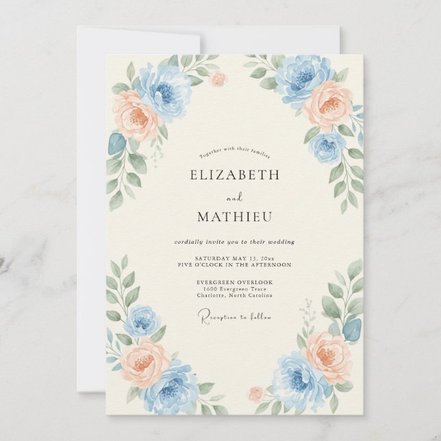 Sky Blue Luminous Spring Wedding Invitation (Front)