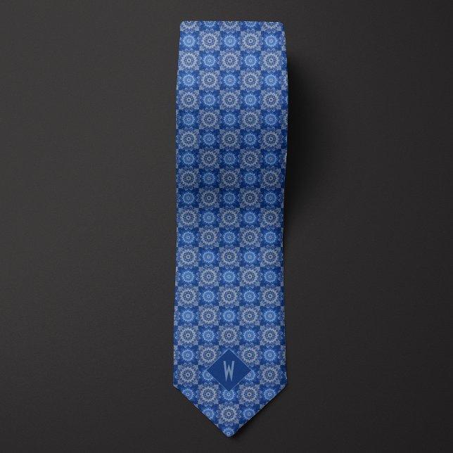 Sky Blue Mandala Monogram Tie (Creator Uploaded)