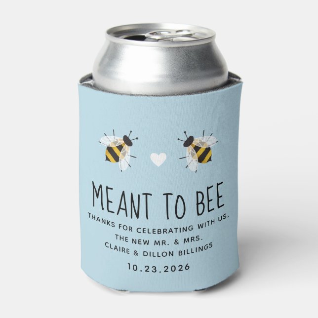 Sky Blue Meant to Bee Can Cooler (Can Front)