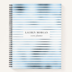 sky blue metallic stripes monogram Notebook