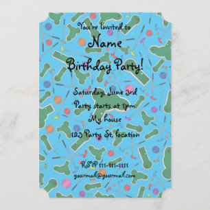 Sky blue mini golf pattern invitation