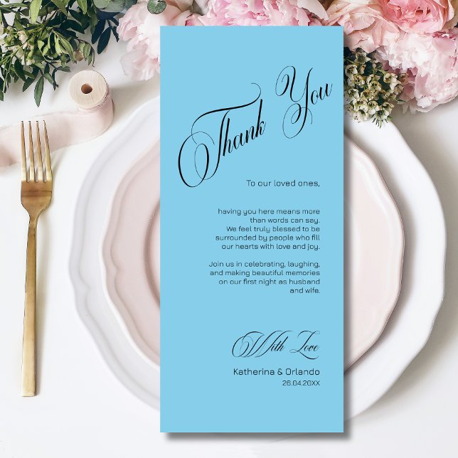 Sky Blue Modern Place Setting Thank You Card (Creator Uploaded)
