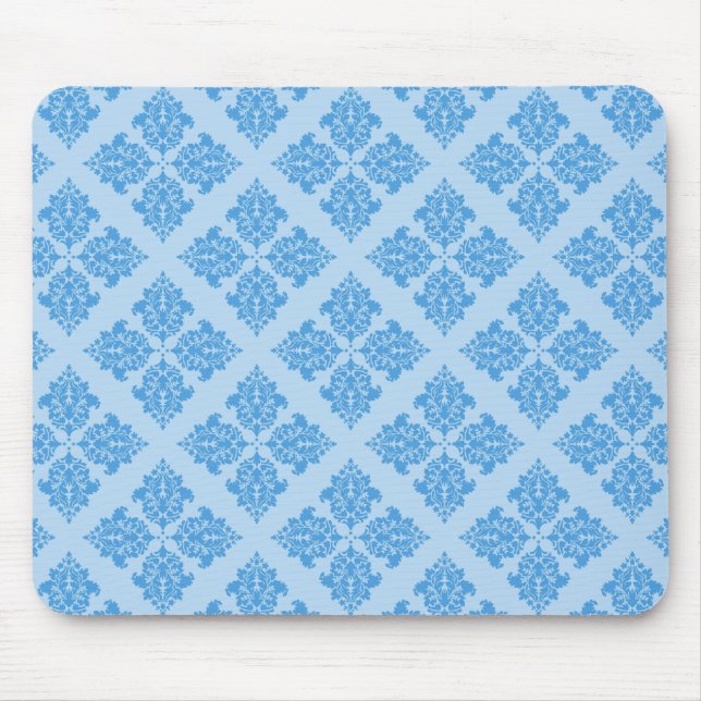 Sky Blue Moroccan Damask Mouse Mat (Front)