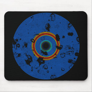 Sky Blue Multicolored Vinyl Disc Texture Pattern Mouse Mat