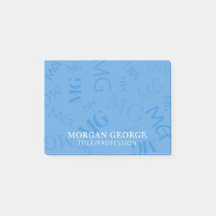 Sky Blue Myriad of Monograms With Your Name Post-it Notes