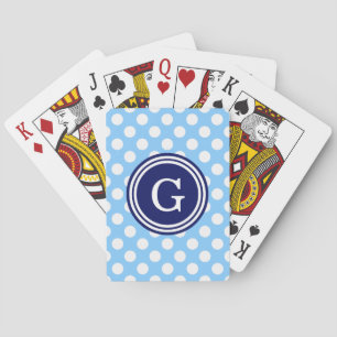 Sky Blue Navy Blue White Polka Dots 1IR Playing Cards