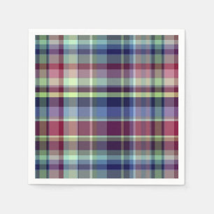 Sky Blue Navy Burgundy Pistach Preppy Madras Plaid Napkin