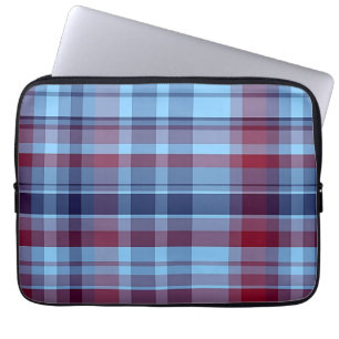 Sky Blue Navy Burgundy Preppy Madras Laptop Sleeve