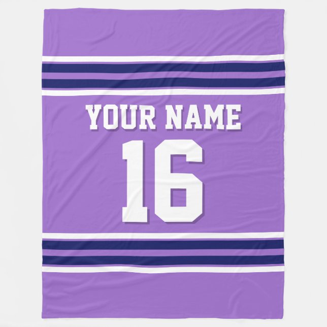 Sky Blue Navy White Team Jersey Sports Jersey Fleece Blanket (Front)