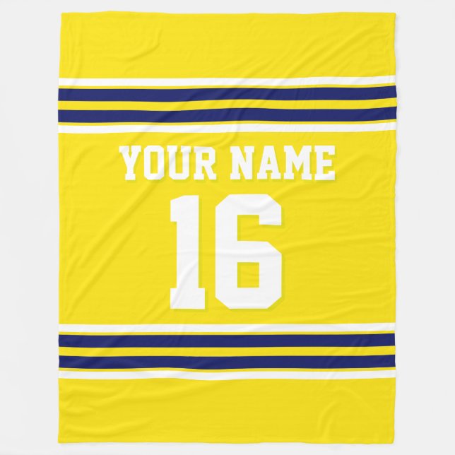 Sky Blue Navy White Team Jersey Sports Jersey Fleece Blanket (Front)