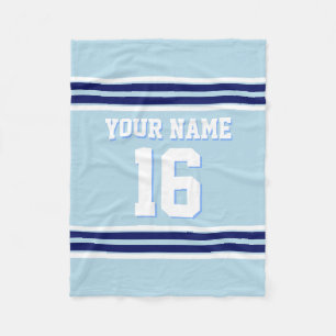 Sky Blue Navy White Team Jersey Sports Jersey Fleece Blanket