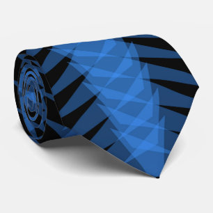 Sky Blue On Black Spiny Modern Abstract Design  Tie