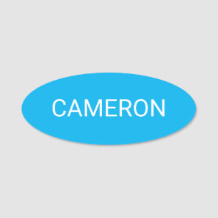 Sky Blue Oval Name Tag Badge Pin or Magnetic 3 in