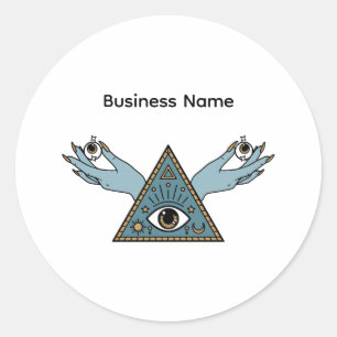 Sky Blue Pastel Blue Personal Business Name Classic Round Sticker