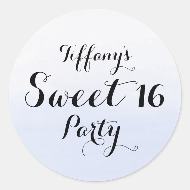 Sky Blue Pastel Ombre Sweet 16 Sticker (Front)