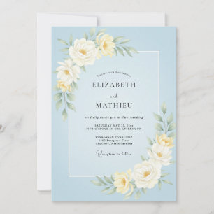 Sky Blue Petal Wedding Invitation