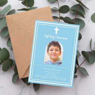 Sky blue photo arch First Holy Communion Invitation