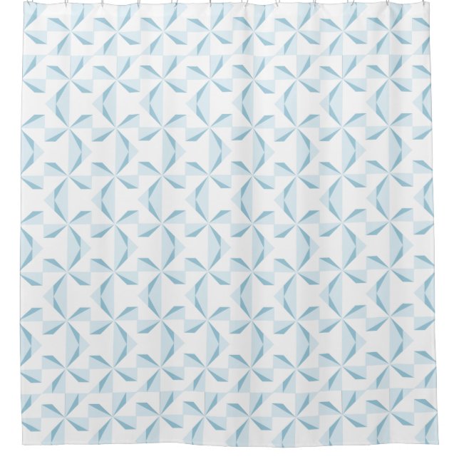 Sky Blue Pinwheel Shower Curtain (Front)