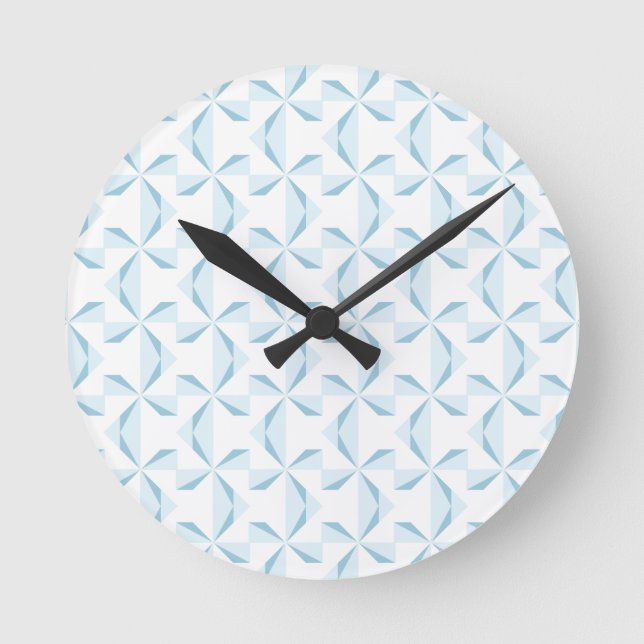 Sky Blue Pinwheels Round Clock (Front)