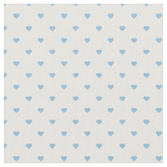 Sky Blue Polka Dot Hearts Fabric (Close Up)