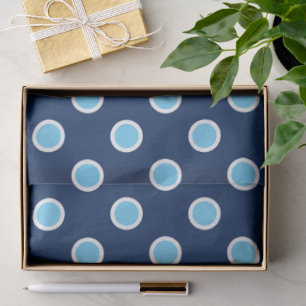Sky Blue Polka Dots on Navy Tissue Paper