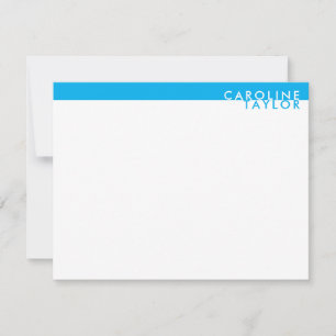 Sky Blue Preppy Custom Name Stationery Card
