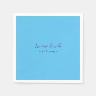 Sky Blue Professional Modern Minimalist Add Name Napkin