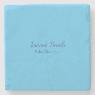 Sky Blue Professional Modern Minimalist Add Name Stone Coaster