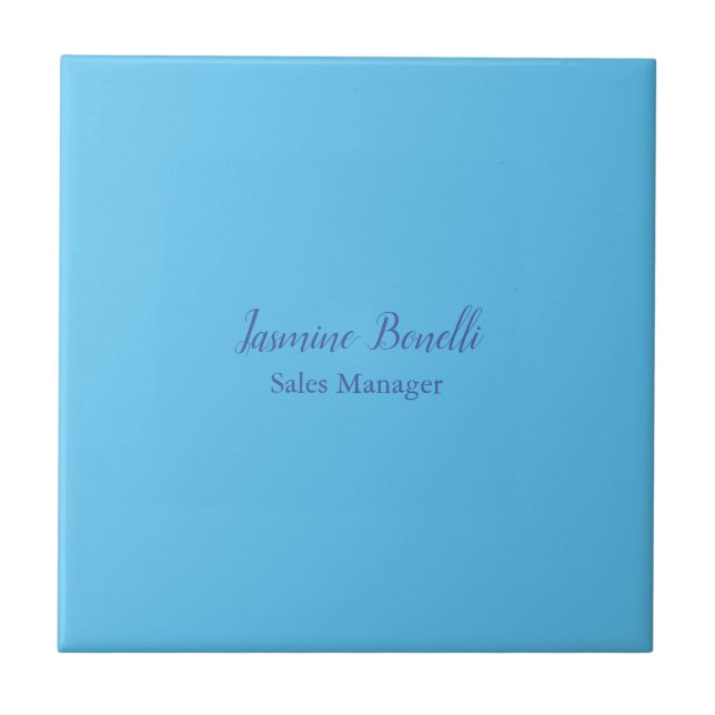 Sky Blue Professional Modern Minimalist Add Name Tile (Front)