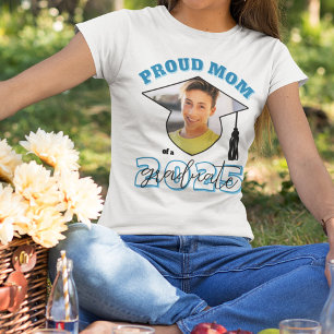 Sky Blue Proud Mom of a Graduate Photo T-Shirt
