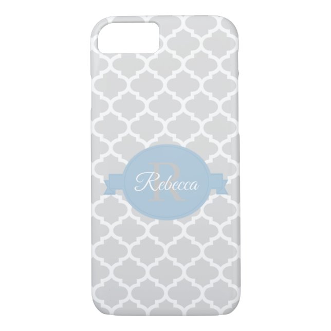 Sky Blue Quatrefoil Personalised Case-Mate iPhone Case (Back)