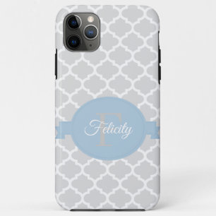 Sky Blue Quatrefoil Personalised iPhone 11 Pro Max Case
