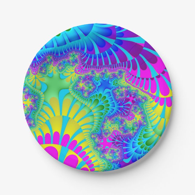 Sky Blue Rainbow Melt Paper Plate (Front)