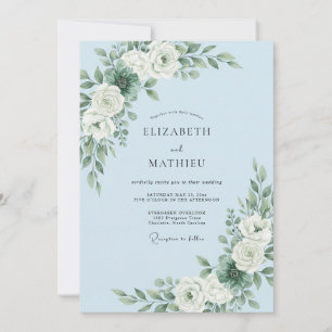 Sky Blue Refined Winter Wedding Invitation