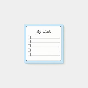 Sky Blue Retro Lined Checklist Post-it Notes