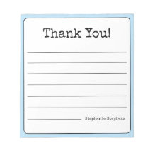 Sky Blue Retro Thank You Your Name Lined 