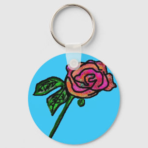 Sky blue rose keychain