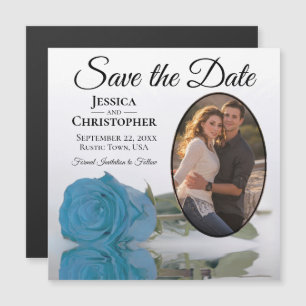 Sky Blue Rose Wedding Save The Date Photo Magnet