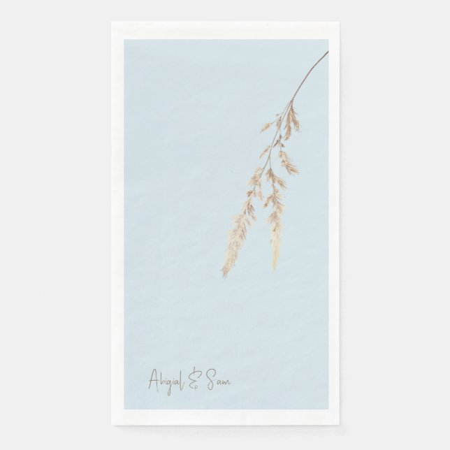 Sky Blue Script Custom Wedding Napkin (Front)
