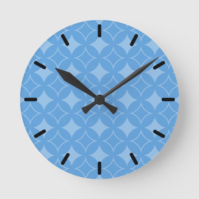 Sky blue shippo pattern round clock (Front)