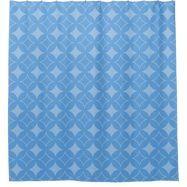Sky blue shippo pattern shower curtain (Front)
