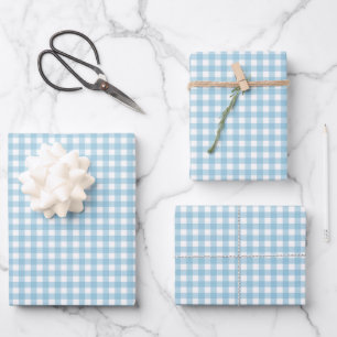 Sky Blue Simple Plaid Wrapping Paper Sheet