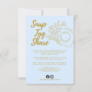 Sky Blue Snap Tag Share Business Thank You Card
