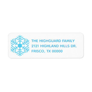 Sky Blue Snowflake Address Label