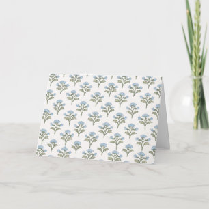 Sky Blue Sprig on Cream, Blank Inside Card